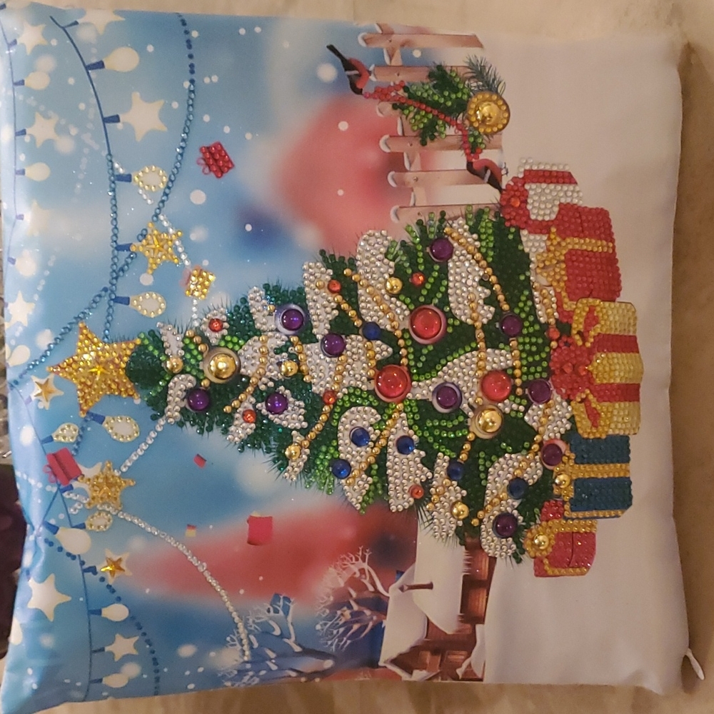Jeweled Christmas Pillow nwot